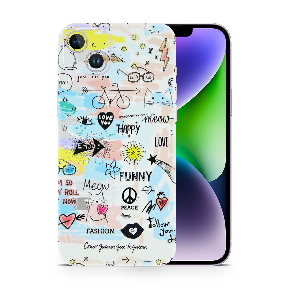 IPhone 14 Doodles 3D Skin - WrapitSkin The Ultimate Protection!